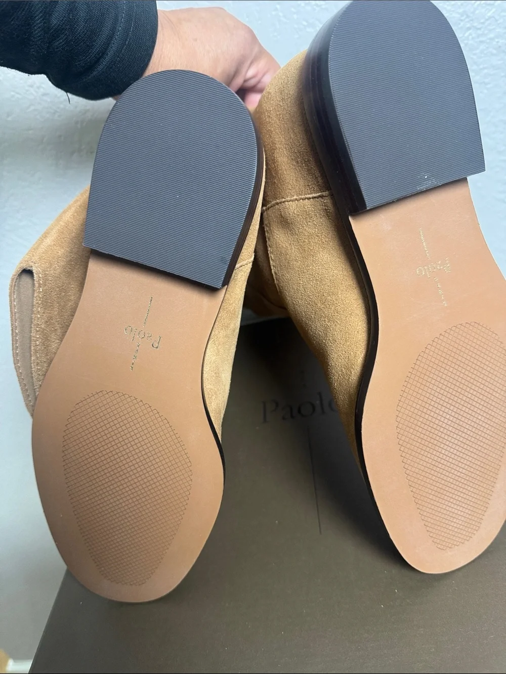 Paolo  Knee-High Suede Boots in Tan